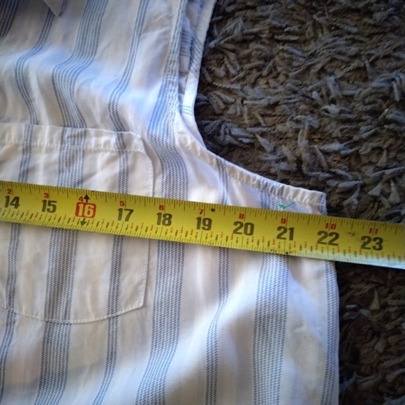 Caffe Marrakesh Sleeveless Tensile Stripe Shirt Dress, Large, White/light Blue - Picture 7 of 11